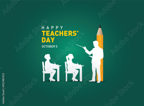Happy Teacher's day concept vector illustration background. Creative teacher's day vector education concept.
