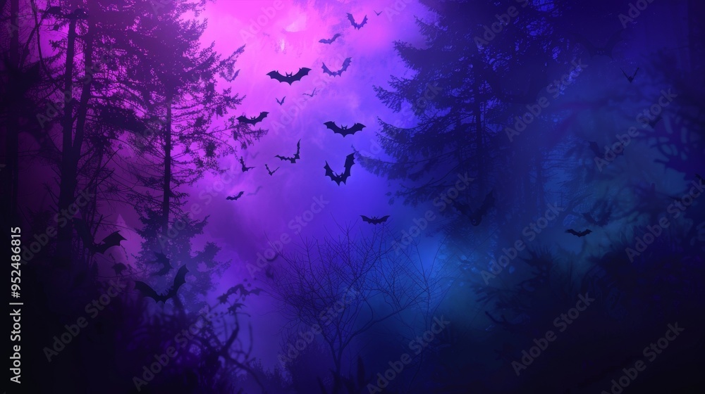 bats flying in a neon forest bats flying in a neon forest