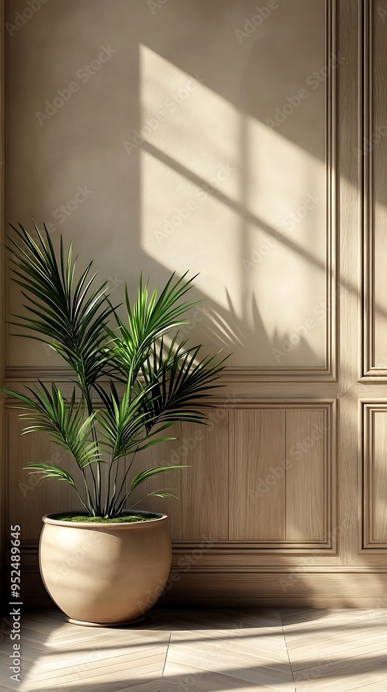 3D Render of a Plant in a Pot by a Window with Sunlight Streaming In 3D Render of a Plant in a Pot by a Window with Sunlight Streaming In