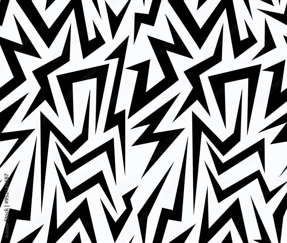 Abstract drawing of black and white triangles .Seamless pattern. Abstract drawing of black and white triangles .Seamless pattern.