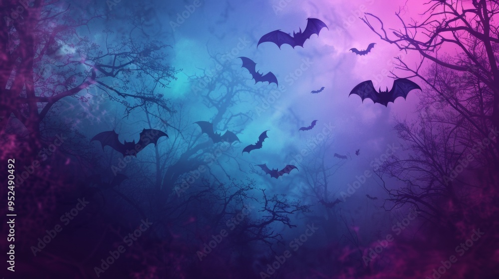 bats flying in a neon forest bats flying in a neon forest