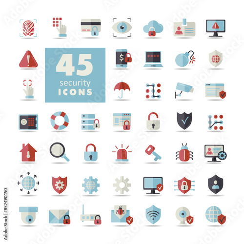 Security vector icon set on white background