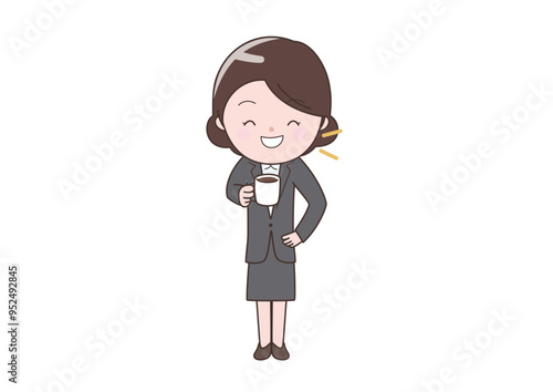 コーヒー休憩しているビジネスウーマン