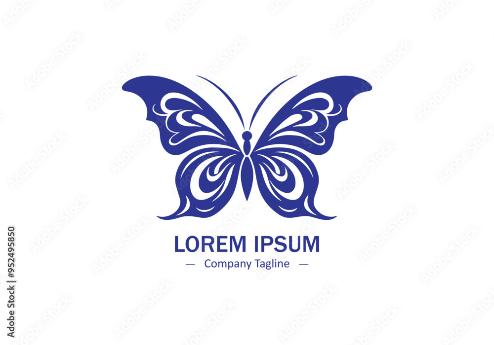 Minimal abstract logo of butterfly icon vector design on white background Minimal abstract logo of butterfly icon vector design on white background