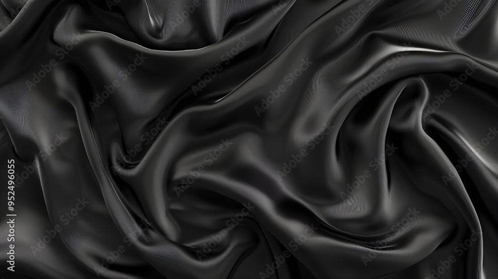 Fototapeta premium Smoothly folded luxurious dark fabric, showcasing elegance and refined sophistication in design