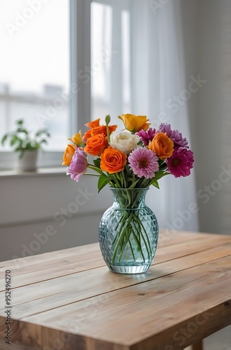 Wallpaper Mural A vase with colorful flowers on the table Torontodigital.ca