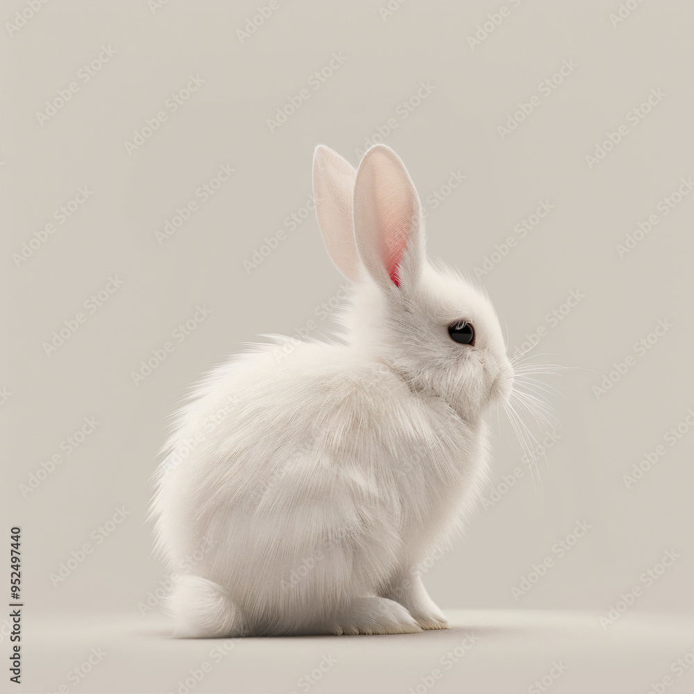 a white rabbit sitting on a white surface a white rabbit sitting on a white surface