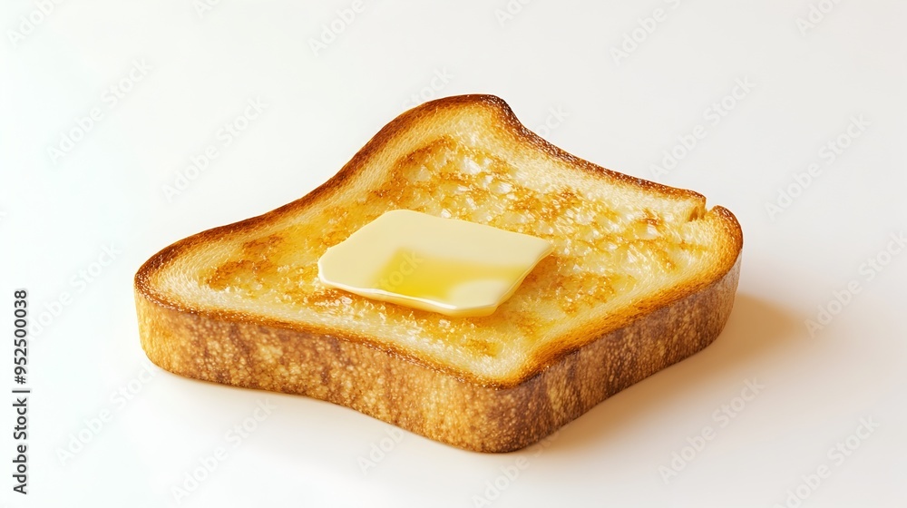 Perfectly Toasted Bread Slice with Melting Butter on Plain White Background Perfectly Toasted Bread Slice with Melting Butter on Plain White Background