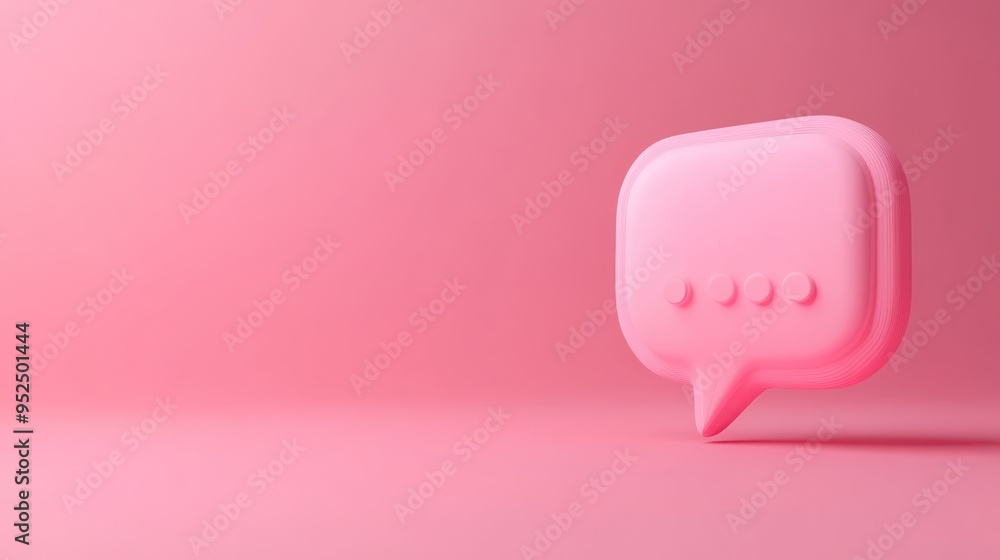 Pink Speech Bubble with Three Dots on a Pink Background Pink Speech Bubble with Three Dots on a Pink Background