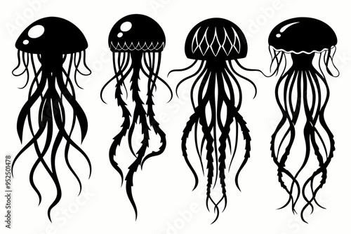 Jellyfish silhouette vector illustration