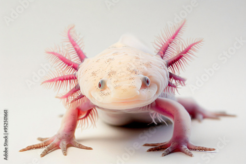 a white and pink axolonix with pink hair