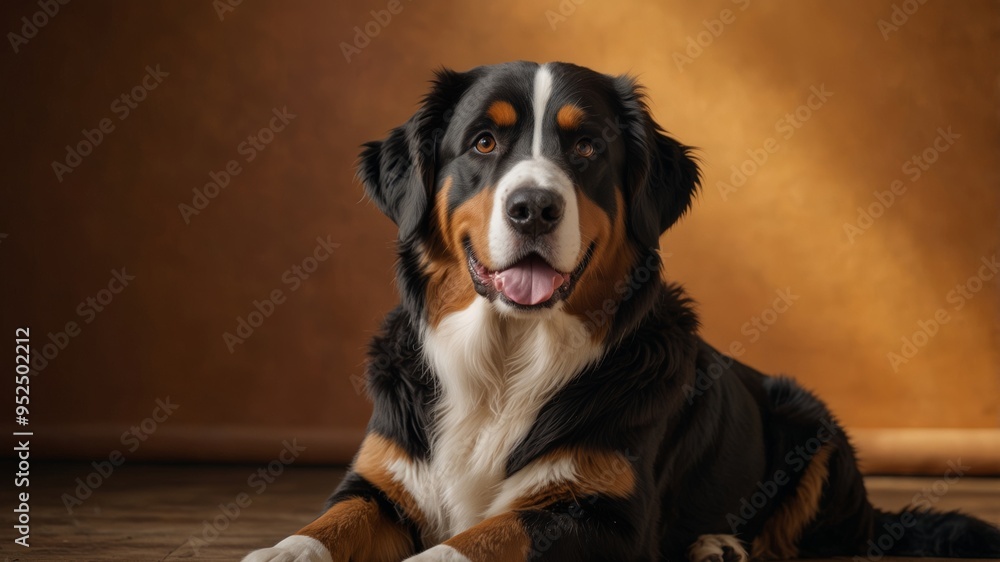 Bernese Mountain Dog Portrait with Warm Background Bernese Mountain Dog Portrait with Warm Background