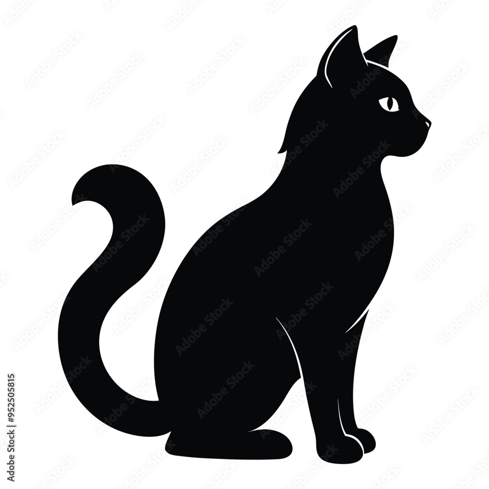 black cat sitting silhouette style with white background black cat sitting silhouette style with white background