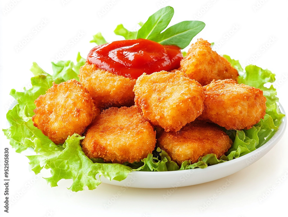Chicken Nuggets with Tomato Sauce and Lettuce Chicken Nuggets with Tomato Sauce and Lettuce