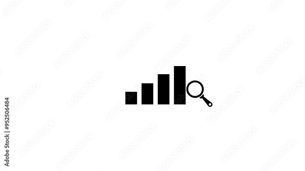 Simple business graph icon animation with magnify glass ,simple business concept Simple business graph icon animation with magnify glass ,simple business concept