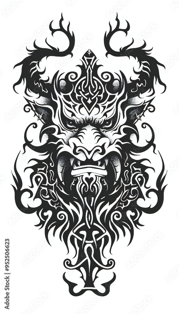 Fototapeta premium Tribal Demon tattoo flash styles illustration