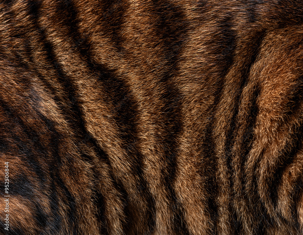 Close up of real Toyger cat fur showing the texture and pattern of the black stripes Close up of real Toyger cat fur showing the texture and pattern of the black stripes