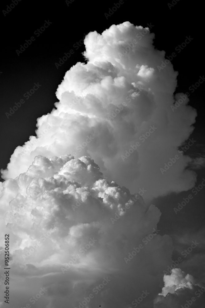 Naklejka premium Monochrome / black & white picture of huge clouds in monsoon season in India.