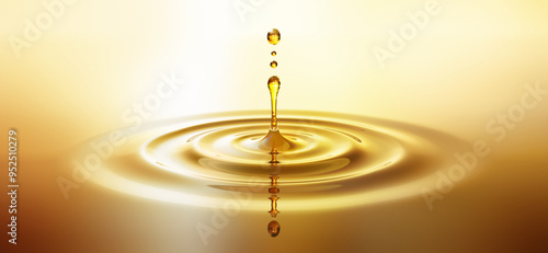 Bild auf Leinwand Drop of golden oil -  concept of wellness and beauty products - 3D illustration