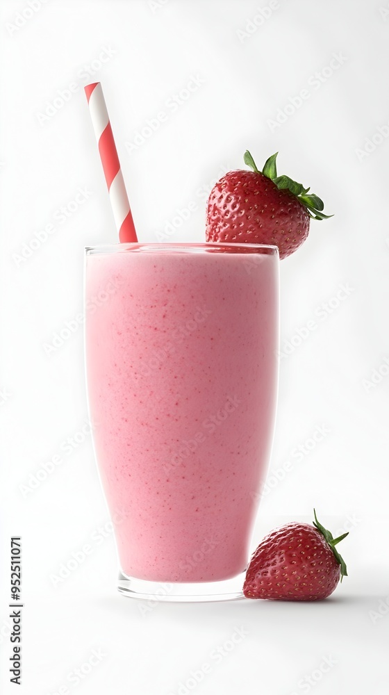 Vibrant Strawberry Smoothie in Minimalist Glass Composition Vibrant Strawberry Smoothie in Minimalist Glass Composition