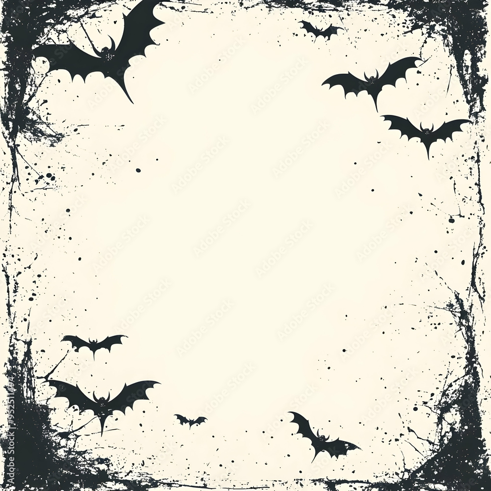 Flat Spider Web and Bat Border with Fright Text concept as A dark and eerie border frame featuring spider webs and bats at the corners with the word Fright in a bold scary font. The design includes am Flat Spider Web and Bat Border with Fright Text concept as A dark and eerie border frame featuring spider webs and bats at the corners with the word Fright in a bold scary font. The design includes am