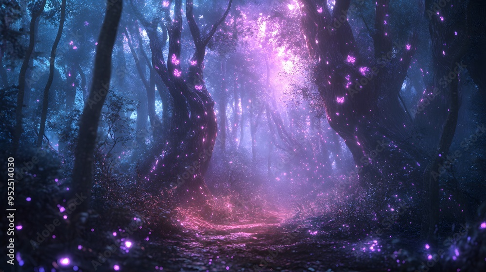 Mystical forest glowing elements dreamlike atmosphere ethereal creatures enchanted Mystical forest glowing elements dreamlike atmosphere ethereal creatures enchanted