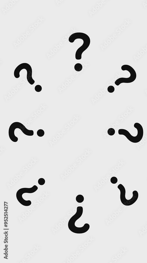 Vertical Animated Questions mark on White Background Opener With Copy Space. Question marks and confusion background Animation Intro. 4k Vertical Animated Questions mark on White Background Opener With Copy Space. Question marks and confusion background Animation Intro. 4k