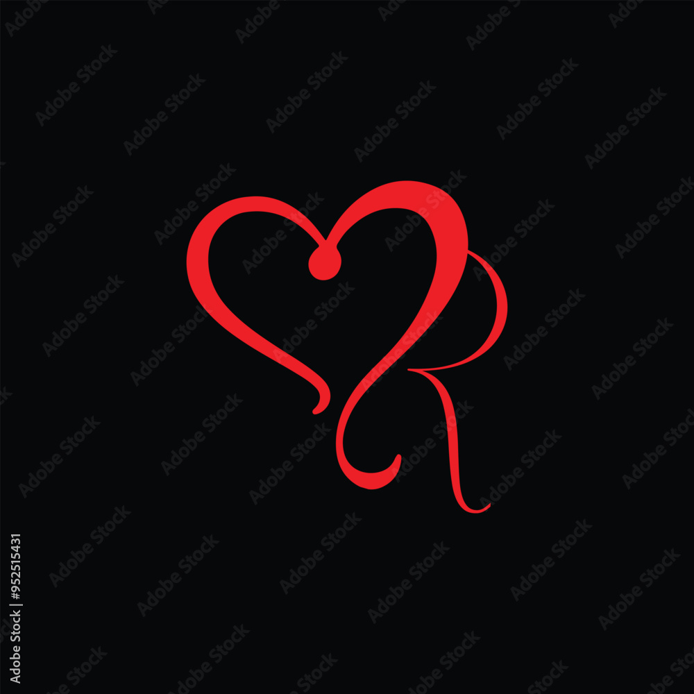 Letter R logo icon design template love logo Letter R logo icon design template love logo