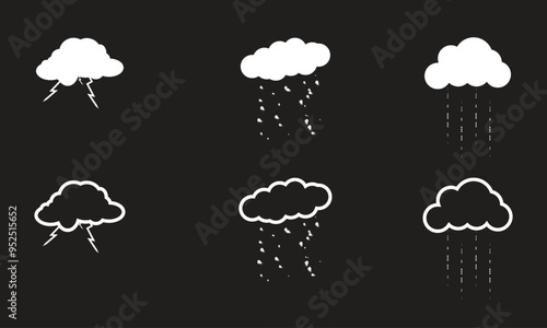 Clouds with different weather, rain, snow, storm, thunderstorm, light, current. cloudy sky with bad weather. white clouds in blue sky