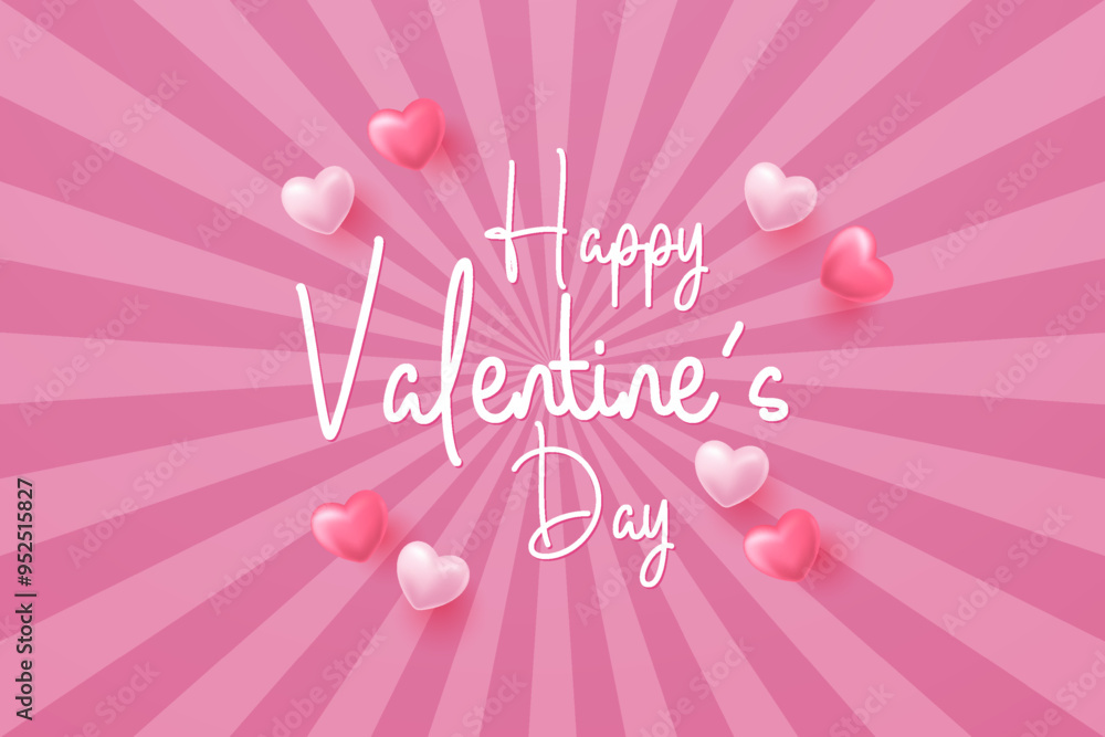 happy valentines day vector template illustration with heart love 3d icon happy valentines day vector template illustration with heart love 3d icon