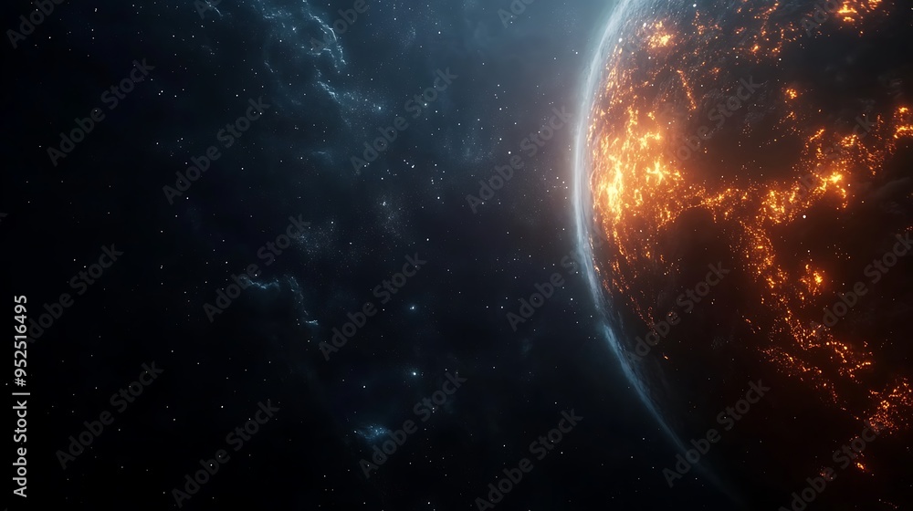 Fototapeta premium Celestial Glow: Earth's Radiant Aura in the Cosmic Abyss