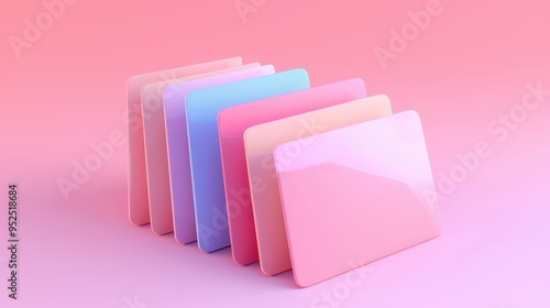 3D render of colorful document filers on a pink background, in a simple and minimalistic style, with a cute cartoon design