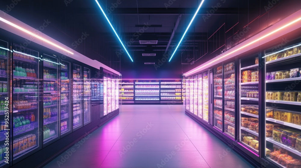 custom made wallpaper toronto digitalThe aisle of chill, featuring an assortment of refrigerated goods in a large, well-lit supermarket section