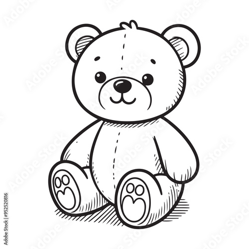 Vector illustration of teddy bear isolated on white background for kids coloring book