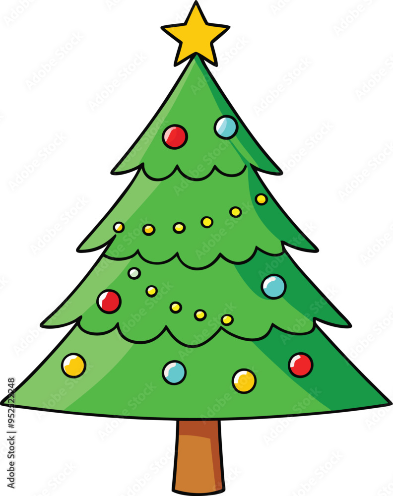 Christmas tree - flat design Illustration Red and Green Vector, cartoon, illustration ,silhouette Christmas tree - flat design Illustration Red and Green Vector, cartoon, illustration ,silhouette