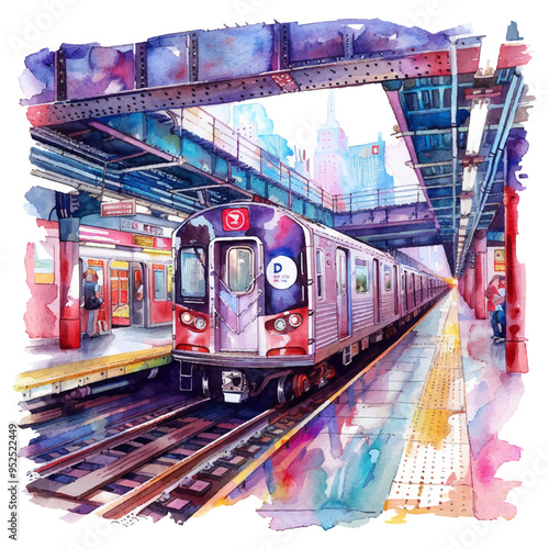 subway vector illustration in watercolor style