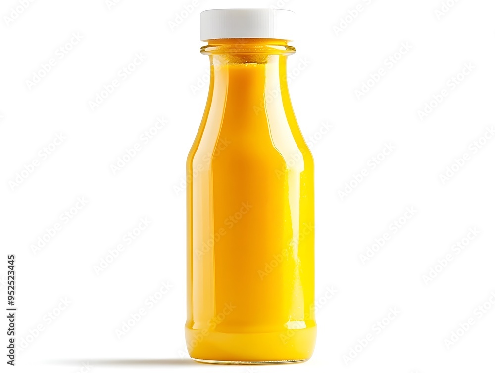 Bright Yellow Mustard Bottle Isolated on Pristine White Background Bright Yellow Mustard Bottle Isolated on Pristine White Background