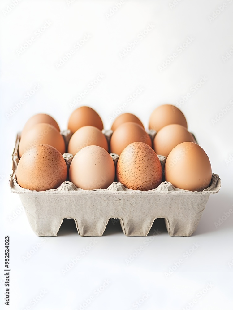 Carton of Fresh Organic Eggs Isolated on Bright White Background with Minimal Elegance Carton of Fresh Organic Eggs Isolated on Bright White Background with Minimal Elegance