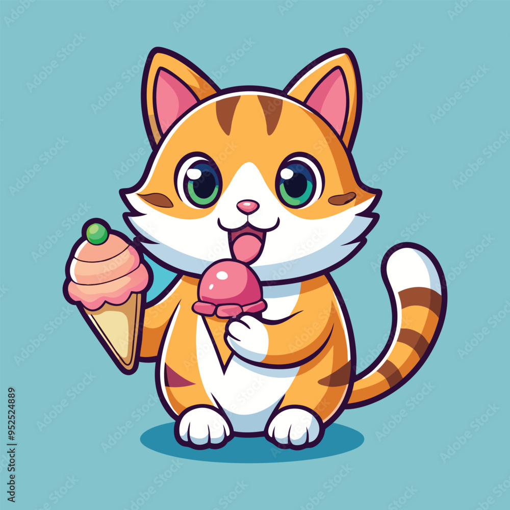 Cat and Ice Cream Delight Cat and Ice Cream Delight