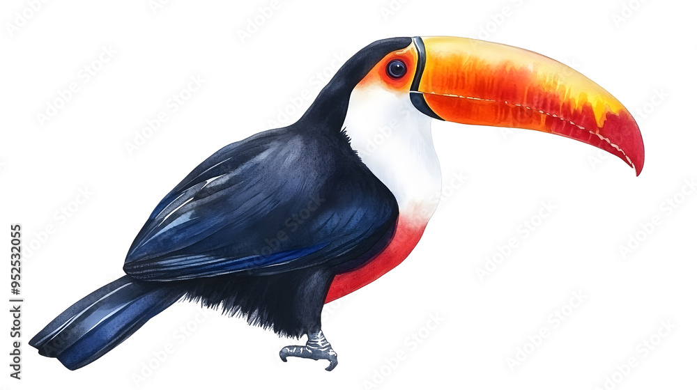 Naklejka premium Colorful Toucan Bird Watercolor Illustration