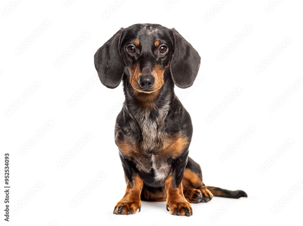 Sitting dachshund looking at the camera, isolated on white Sitting dachshund looking at the camera, isolated on white