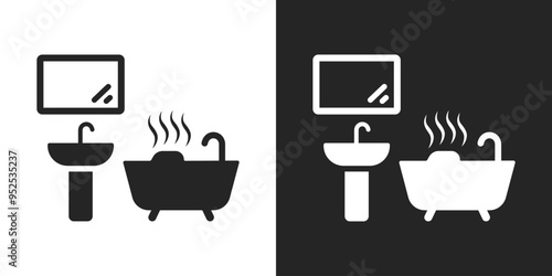 Bathroom black and white sign icon vector illustration