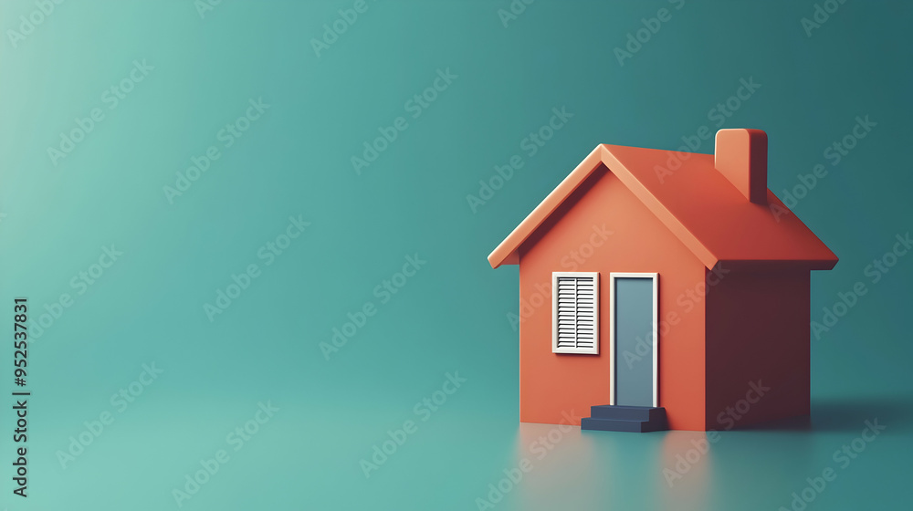 A simple house symbol in cartoon minimal represents real estate or mortgage concepts in 3D vector form A simple house symbol in cartoon minimal represents real estate or mortgage concepts in 3D vector form