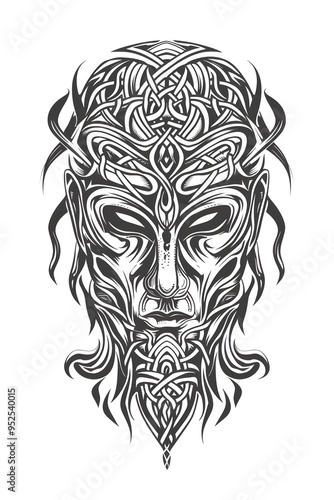 Menpo Mask very simple traditional tattoo flash styles illustration photo