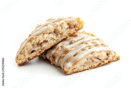 Warm Apple Cinnamon Scones with a Glaze Drizzle isolated on white background 