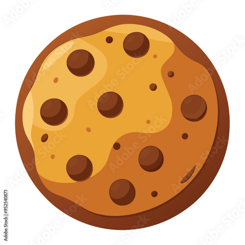 Delicious Cookie with chocolate chips Vector Illustration