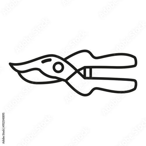 Garden scissors for cutting branches.Secateurs pruner.Garden scissors.Outline vector illustration.Isolated on white background.