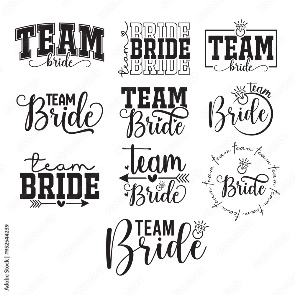 Fototapeta premium 10 Team Bride svg design bundle