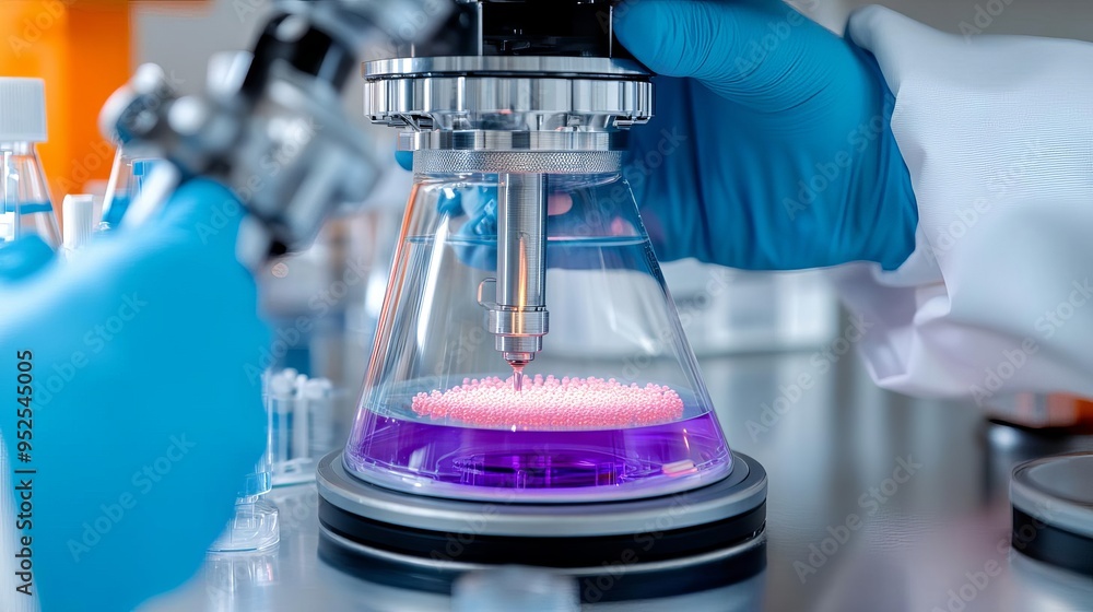 Researcher using a vacuum manifold for controlled cell seeding ...