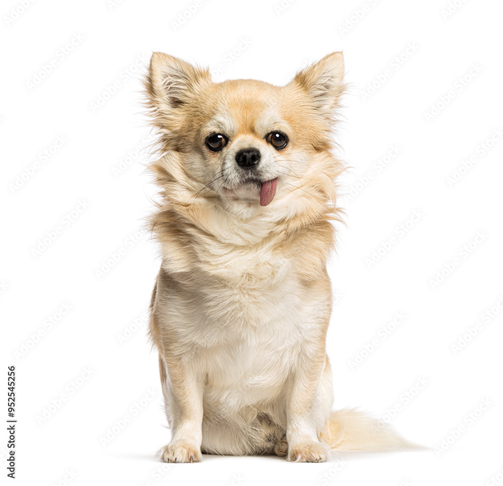 Chihuahua with Hanging Tongue Syndrome, isolated on white Chihuahua with Hanging Tongue Syndrome, isolated on white